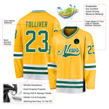 Laden Sie das Bild in den Galerie-Viewer, Custom Gold Kelly Green-White Hockey Jersey
