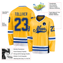 Load image into Gallery viewer, Custom Gold Royal-White Hockey Jersey

