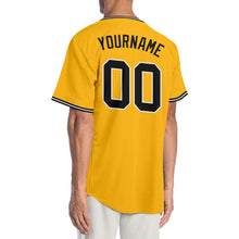 Load image into Gallery viewer, Custom Gold Black-White Authentic Baseball Jersey
