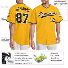 Load image into Gallery viewer, Custom Gold Black-White Authentic Baseball Jersey
