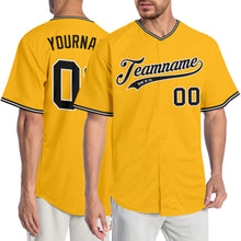 Laden Sie das Bild in den Galerie-Viewer, Custom Gold Black-White Authentic Baseball Jersey
