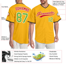 Laden Sie das Bild in den Galerie-Viewer, Custom Gold Neon Green-Red Authentic Baseball Jersey
