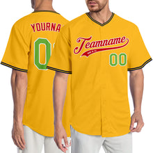 Laden Sie das Bild in den Galerie-Viewer, Custom Gold Neon Green-Red Authentic Baseball Jersey
