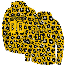 Laden Sie das Bild in den Galerie-Viewer, Custom Stitched Gold Gold-Black 3D Pattern Design Leopard Sports Pullover Sweatshirt Hoodie
