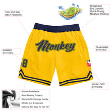 Laden Sie das Bild in den Galerie-Viewer, Custom Gold Navy-Hunter Green Authentic Throwback Basketball Shorts
