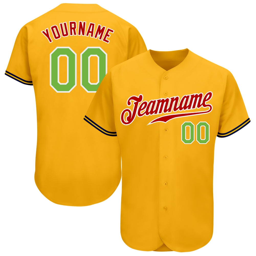 yellow and red baseball jersey