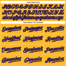 Load image into Gallery viewer, Custom Gold Purple-Black Authentic Baseball Jersey
