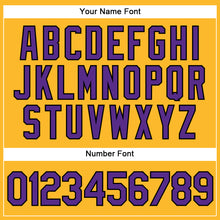 Load image into Gallery viewer, Custom Gold Purple-Black Authentic Baseball Jersey
