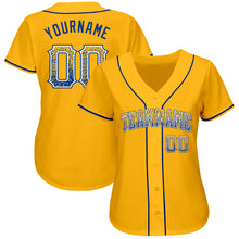 Load image into Gallery viewer, Custom Gold Royal-White Authentic Drift Fashion Baseball Jersey
