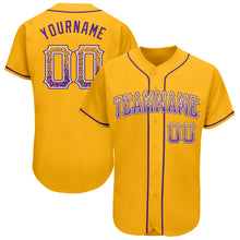 Laden Sie das Bild in den Galerie-Viewer, Custom Gold Purple-White Authentic Drift Fashion Baseball Jersey
