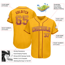 Laden Sie das Bild in den Galerie-Viewer, Custom Gold Crimson-Cream Authentic Drift Fashion Baseball Jersey
