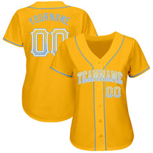 Load image into Gallery viewer, Custom Gold Light Blue-White Authentic Drift Fashion Baseball Jersey
