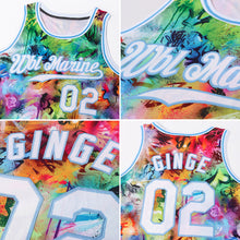 Load image into Gallery viewer, Custom Scratch Graffiti Pattern White-Light Blue 3D Authentic Basketball Jersey
