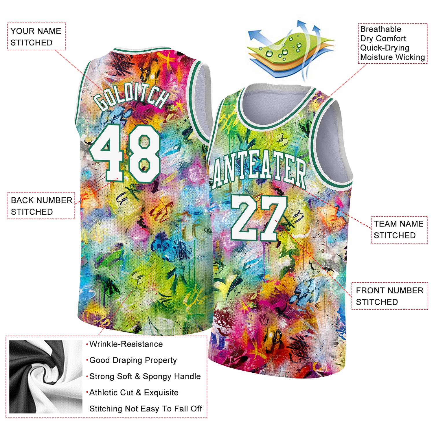  Custom Basketball Jersey Stitched/Printed Number