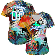 Charger l&#39;image dans la galerie, Custom Graffiti Colored Abstract Pattern White-Light Blue 3D Authentic Baseball Jersey
