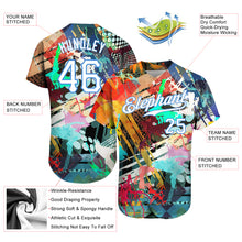 Load image into Gallery viewer, Custom Graffiti Colored Abstract Pattern White-Light Blue 3D Authentic Baseball Jersey

