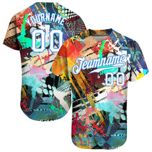 Charger l&#39;image dans la galerie, Custom Graffiti Colored Abstract Pattern White-Light Blue 3D Authentic Baseball Jersey
