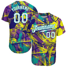 Load image into Gallery viewer, Custom Graffiti Abstract Urban Pattern White-Teal 3D Authentic Baseball Jersey
