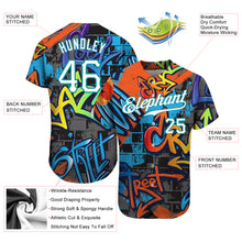 Load image into Gallery viewer, Custom Graffiti Geometric Pattern White-Teal 3D Authentic Baseball Jersey
