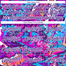 Load image into Gallery viewer, Custom Graffiti Words Pattern White-Purple 3D Authentic Baseball Jersey

