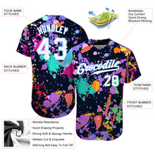 Load image into Gallery viewer, Custom Splashes Graffiti Pattern White-Light Blue 3D Authentic Baseball Jersey
