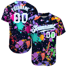 Load image into Gallery viewer, Custom Splashes Graffiti Pattern White-Light Blue 3D Authentic Baseball Jersey
