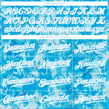 Load image into Gallery viewer, Custom Scratch Graffiti Pattern White-Light Blue 3D Authentic Baseball Jersey
