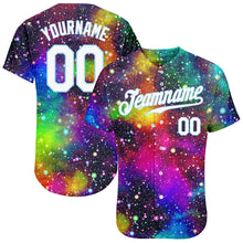 Load image into Gallery viewer, Custom Galactic Pattern White-Light Blue 3D Authentic Baseball Jersey
