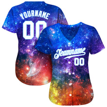 Charger l&#39;image dans la galerie, Custom Galactic Pattern White-Light Blue 3D Authentic Baseball Jersey
