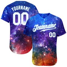 Load image into Gallery viewer, Custom Galactic Pattern White-Light Blue 3D Authentic Baseball Jersey
