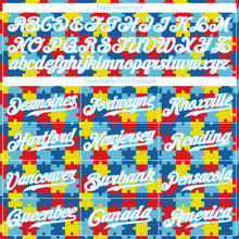 Load image into Gallery viewer, Custom Autism Awareness Puzzle Pieces Light Blue-White 3D Authentic Baseball Jersey
