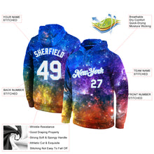 Load image into Gallery viewer, Custom Stitched Galactic White-Light Blue 3D Sports Pullover Sweatshirt Hoodie
