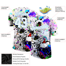 Laden Sie das Bild in den Galerie-Viewer, Custom Splashes Graffiti Pattern White-Light Blue 3D Performance T-Shirt
