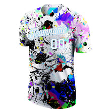 Laden Sie das Bild in den Galerie-Viewer, Custom Splashes Graffiti Pattern White-Light Blue 3D Performance T-Shirt
