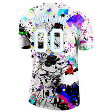 Laden Sie das Bild in den Galerie-Viewer, Custom Splashes Graffiti Pattern White-Light Blue 3D Performance T-Shirt
