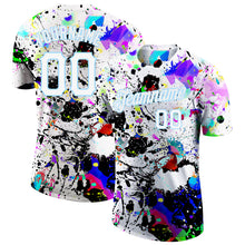 Laden Sie das Bild in den Galerie-Viewer, Custom Splashes Graffiti Pattern White-Light Blue 3D Performance T-Shirt
