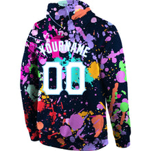 Load image into Gallery viewer, Custom Stitched Splashes Graffiti Pattern White-Light Blue 3D Sports Pullover Sweatshirt Hoodie
