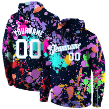 Load image into Gallery viewer, Custom Stitched Splashes Graffiti Pattern White-Light Blue 3D Sports Pullover Sweatshirt Hoodie
