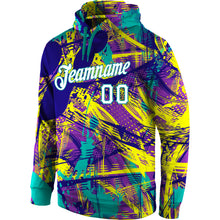 Load image into Gallery viewer, Custom Stitched Graffiti Pattern White-Aqua 3D Sports Pullover Sweatshirt Hoodie
