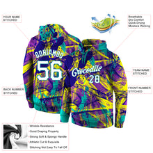 Load image into Gallery viewer, Custom Stitched Graffiti Pattern White-Aqua 3D Sports Pullover Sweatshirt Hoodie
