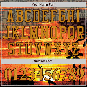 Custom Graffiti Pattern Gold-Brown 3D Beach Authentic Baseball Jersey