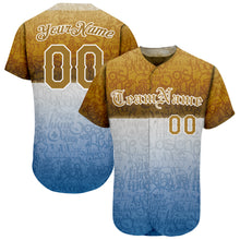 Charger l&#39;image dans la galerie, Custom Graffiti Pattern Gold-White 3D Chicano Authentic Baseball Jersey
