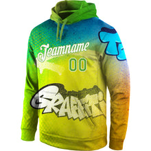 Laden Sie das Bild in den Galerie-Viewer, Custom Stitched Graffiti Pattern Neon Green-White 3D Sports Pullover Sweatshirt Hoodie
