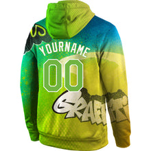 Laden Sie das Bild in den Galerie-Viewer, Custom Stitched Graffiti Pattern Neon Green-White 3D Sports Pullover Sweatshirt Hoodie
