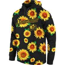 Load image into Gallery viewer, Custom Stitched Graffiti Pattern Black-Gold 3D Sunflowers Sports Pullover Sweatshirt Hoodie
