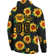 Load image into Gallery viewer, Custom Stitched Graffiti Pattern Black-Gold 3D Sunflowers Sports Pullover Sweatshirt Hoodie
