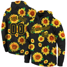 Load image into Gallery viewer, Custom Stitched Graffiti Pattern Black-Gold 3D Sunflowers Sports Pullover Sweatshirt Hoodie
