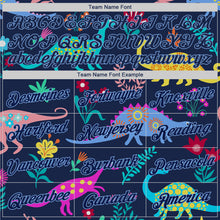 Laden Sie das Bild in den Galerie-Viewer, Custom Stitched Graffiti Pattern Navy-Light Blue 3D Dinosaur Sports Pullover Sweatshirt Hoodie
