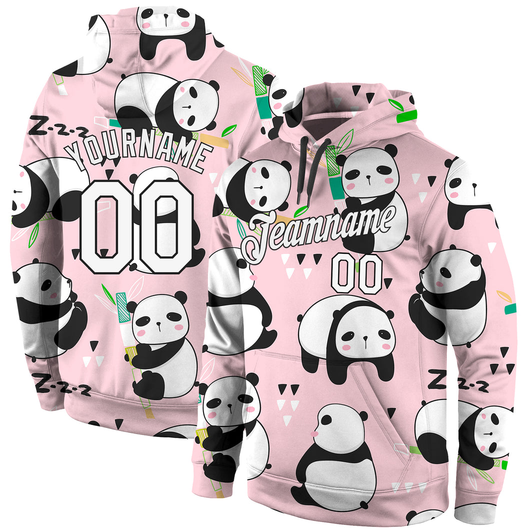 Custom Stitched Graffiti Pattern White-Black 3D Panda Sports Pullover Sweatshirt Hoodie