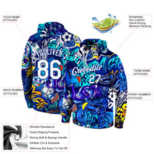 Laden Sie das Bild in den Galerie-Viewer, Custom Stitched Graffiti Pattern White-Royal 3D Sports Pullover Sweatshirt Hoodie
